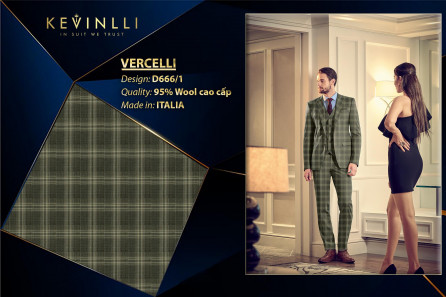 D666/1 Vercelli CVM - Vải Suit 95% Wool - Xanh Lá Caro